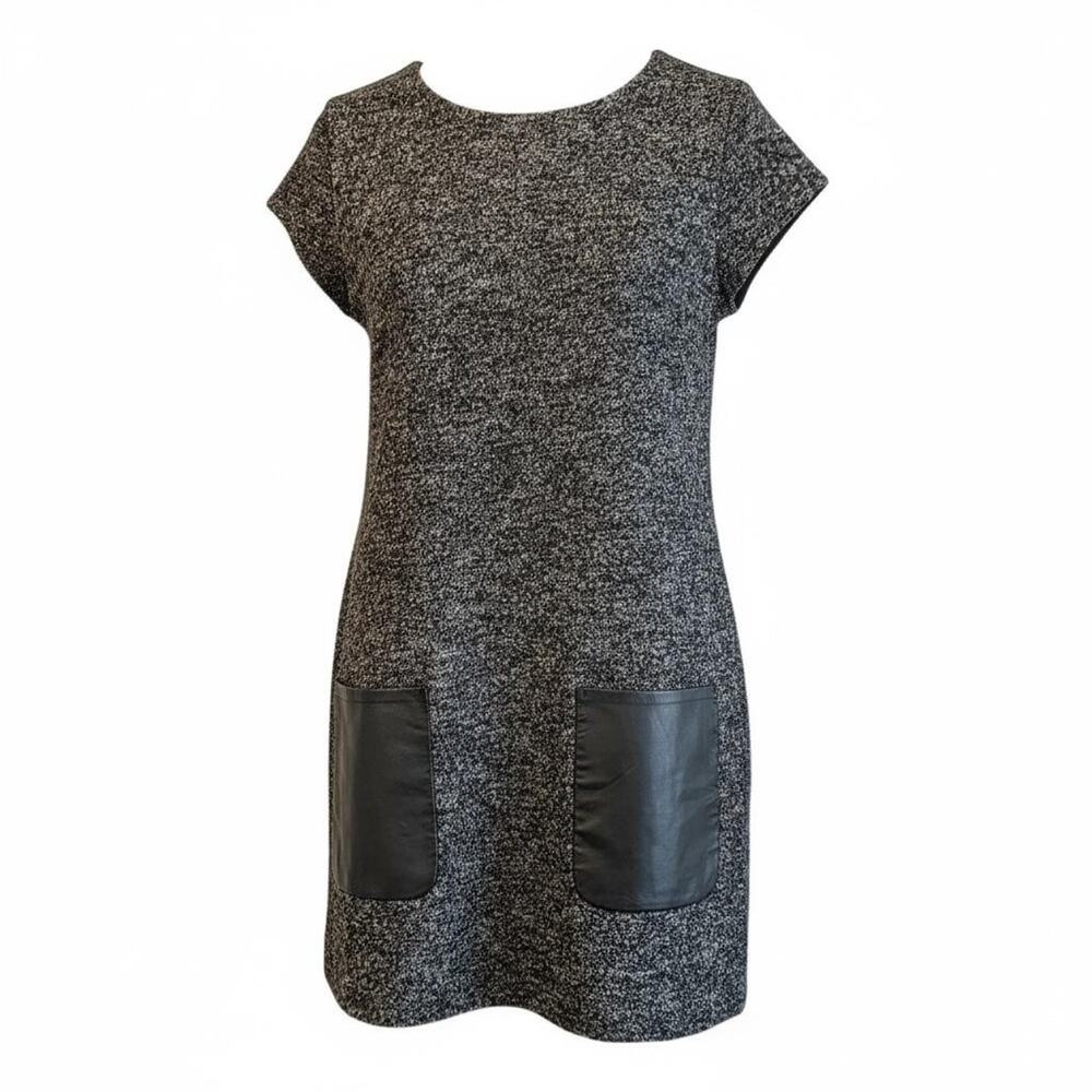 J Crew Dress Womens Large Gray Wool Blend‎ Leather Pockets Career Business